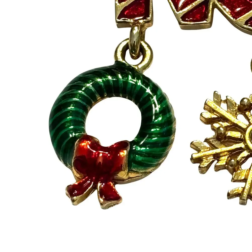 Vintage TONA brand Christmas Holiday brooch festive NOEL dangle spell out pin